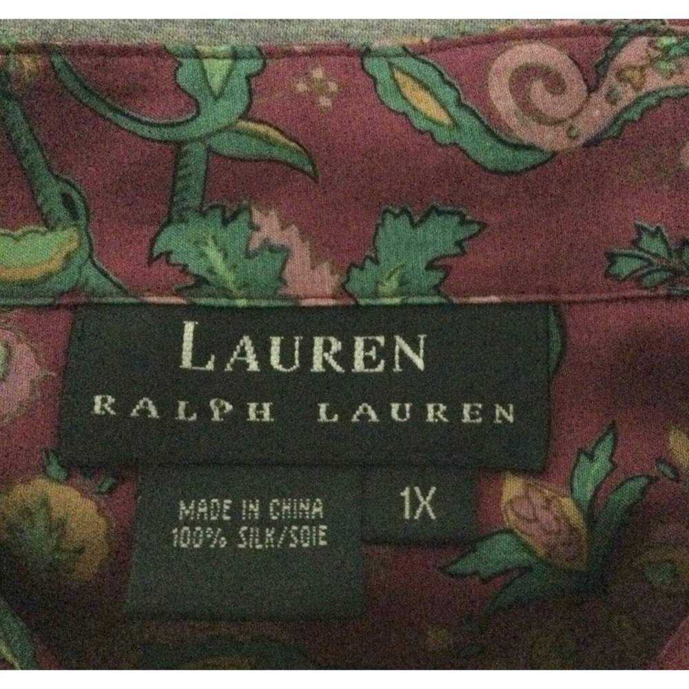 Ralph Lauren Paisley Pattern Silk Long Sleeves Shirt Sz 1X Vtg - Picture 5 of 11